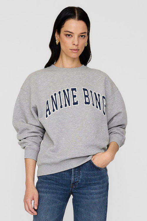 Anine Bing | Sweatshirt | Spencer, medium heather grey with navy