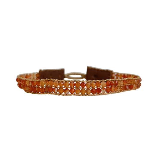 IBU Jewels Cap Lise Armbånd i farven Carnelian - 14K Guldbelagt messing og med Karneolsten
