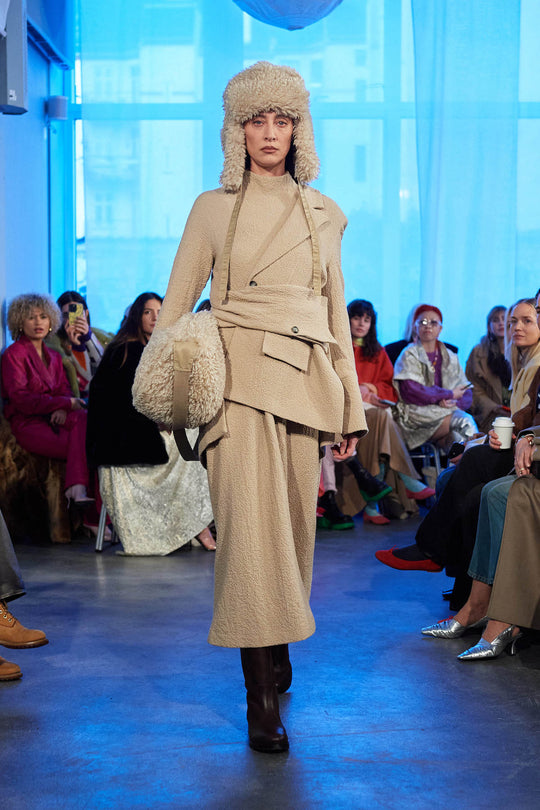 Rabens Saloner | Nederdel | Beatriz Crumpled bias long skirt, oatmeal