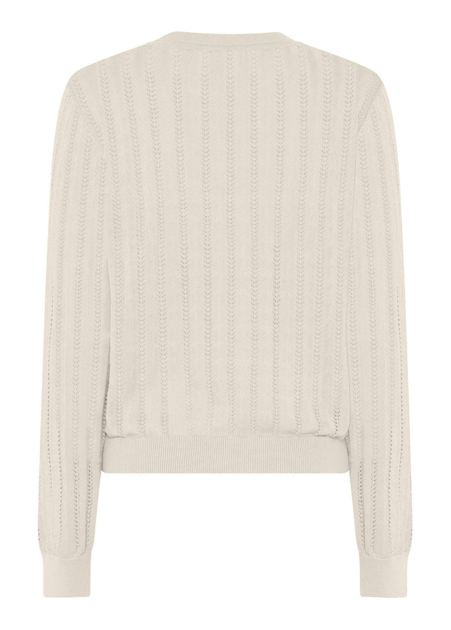 La Rouge Anette Knit i Sand – let og feminin striktrøje i 100 % økologisk bomuld med smukt pointellemønster.