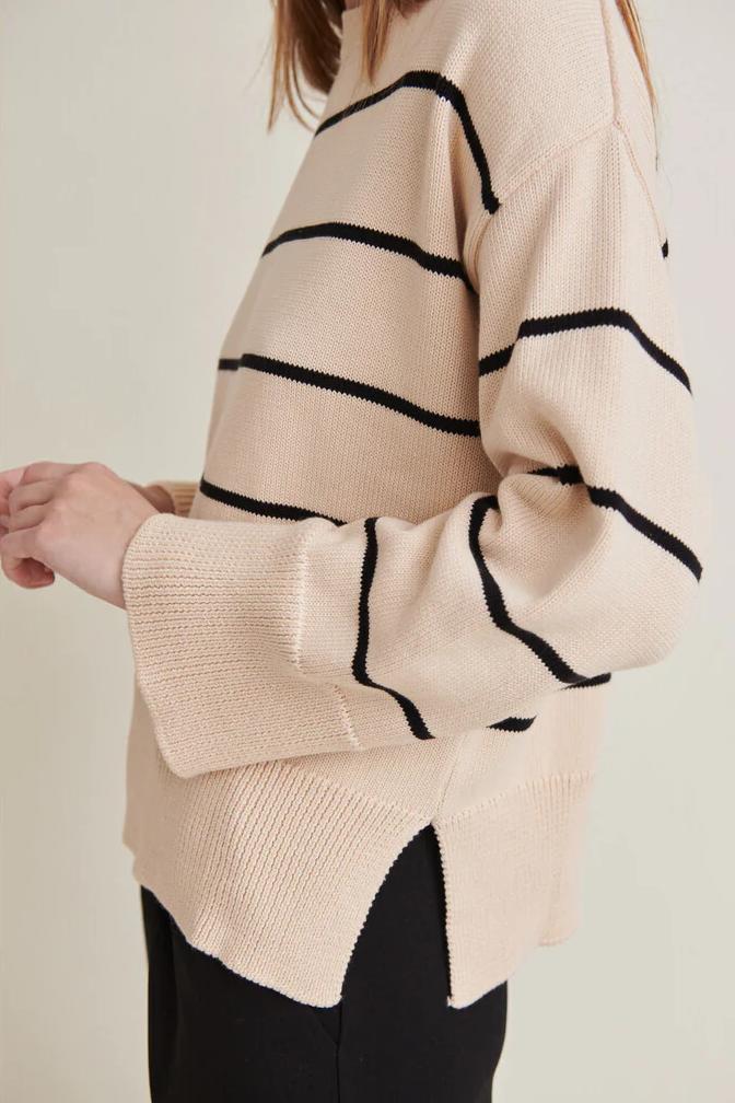 Basic Apparel | Sweater | Winie O-neck Stripe, birch/black