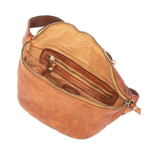 Campomaggi Santarcangelo Crossbody bæltetaske i cognac - Lædertaske med justerbar rem