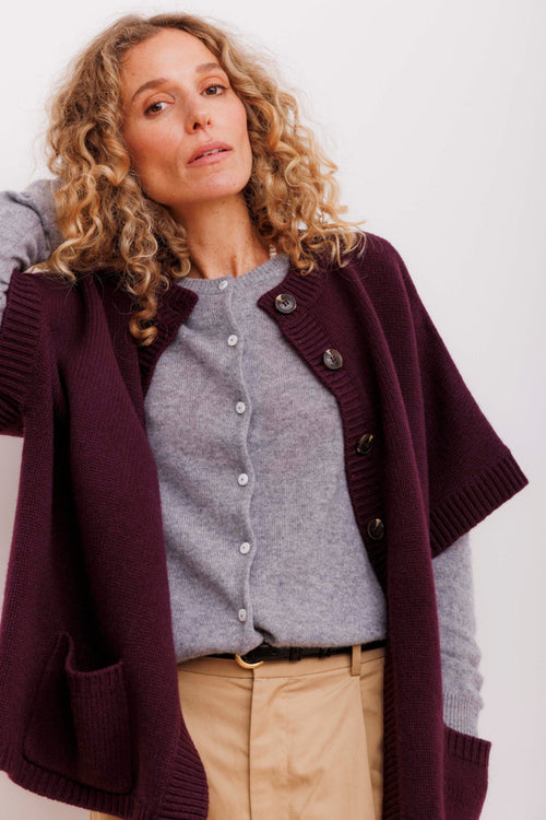 Beta Studios | Cardigan | Classic Cardigan Cashmere, grey melange
