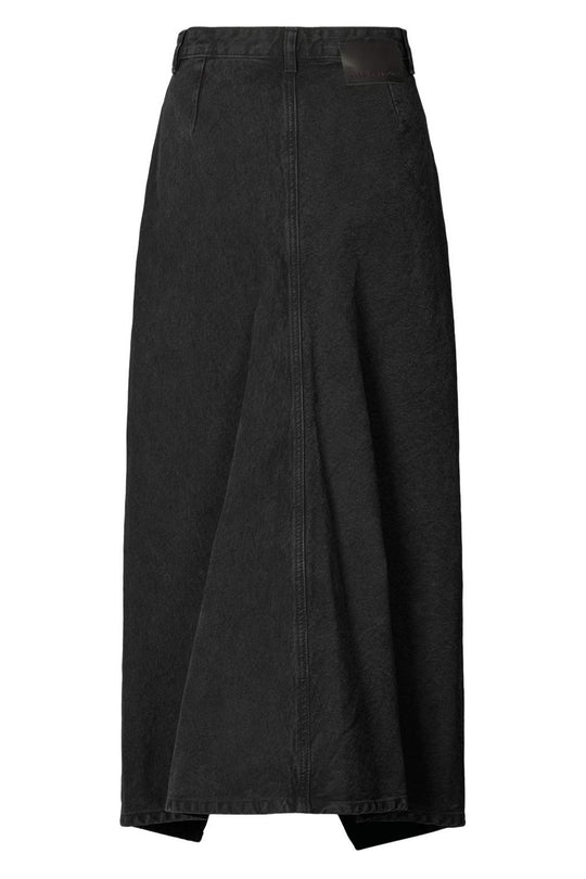 Rabens Saloner Kiddie Denim Skirt i Washed Black | Lang Nederdel i Økologisk Bomuld