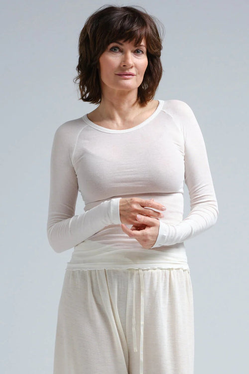 Seamless Basic | Bluse | Elvira Cotton Long Sleeve, off-white