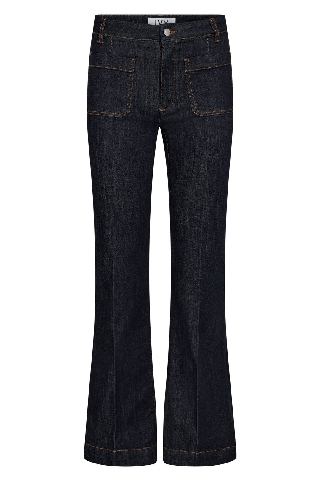 IVY Copenhagen Ann Charlotte Jeans i undone indigo - Flared jeans med mid-waist og patch lommer