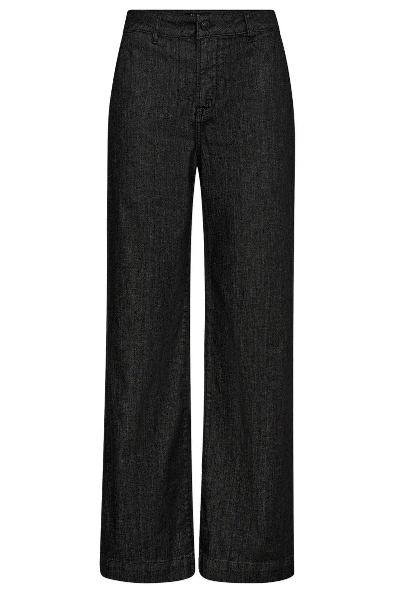 IVY Copenhagen Augusta French Jeans i Medusa Black Rinse. Høj talje, brede ben og stretch for en flatterende pasform.