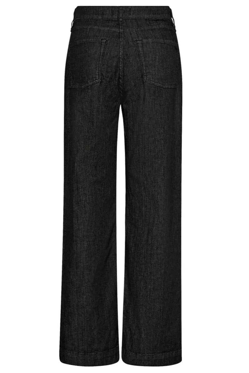 IVY Copenhagen Augusta French Jeans i Medusa Black Rinse. Høj talje, brede ben og stretch for en flatterende pasform.