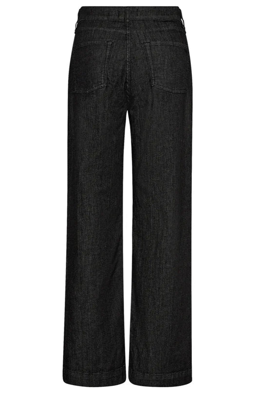 IVY Copenhagen Augusta French Jeans i Medusa Black Rinse. Høj talje, brede ben og stretch for en flatterende pasform.