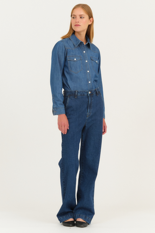 IVY Copenhagen Brooke French Jeans – middark wash, løs pasform, høj talje & lige, brede ben for et moderne denim-look.
