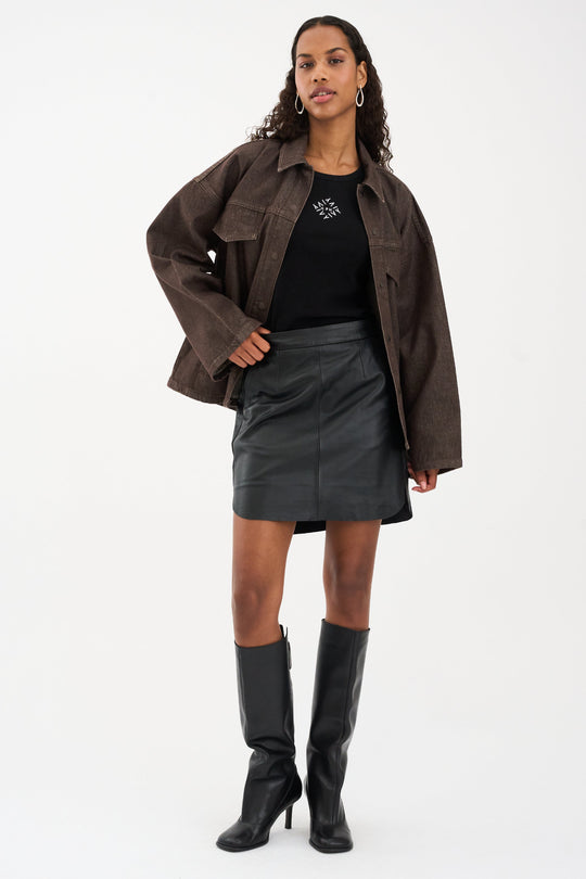 IVY Copenhagen Kylie Leather Mini Skirt – Klassisk Sort Lædernederdel