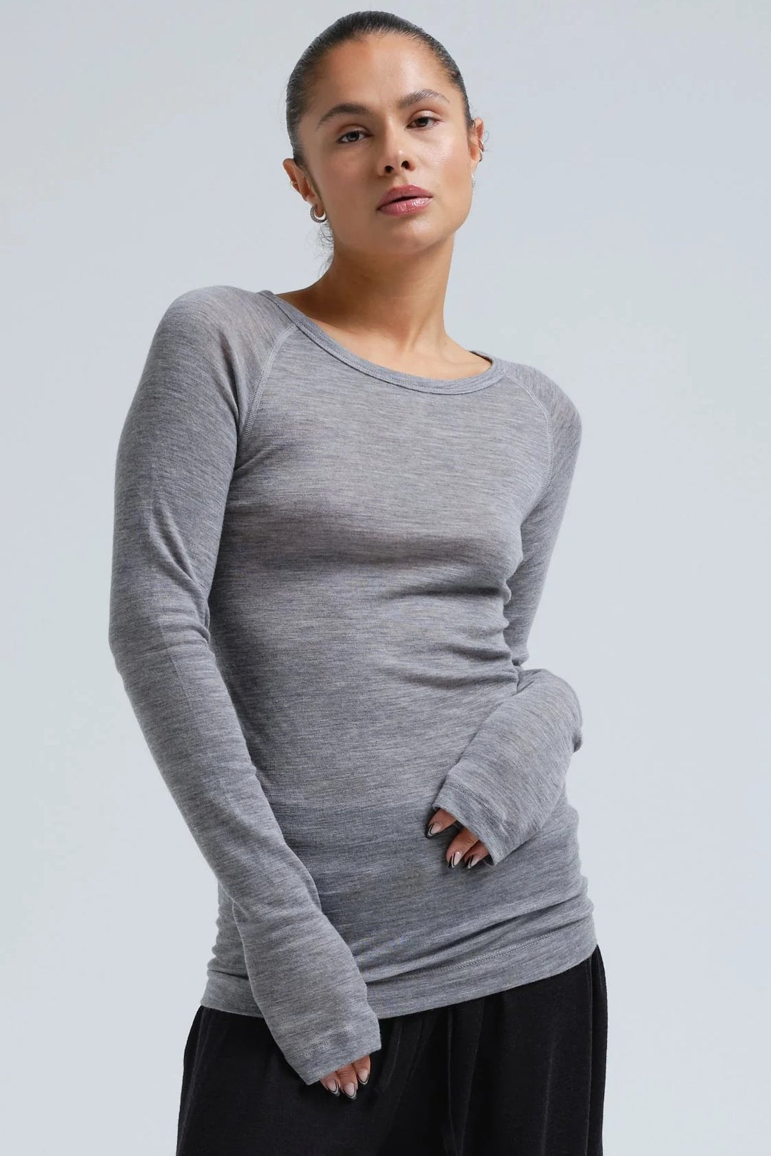 Seamless Basic | Bluse | Jade Wool L/S Blouse, grey melange