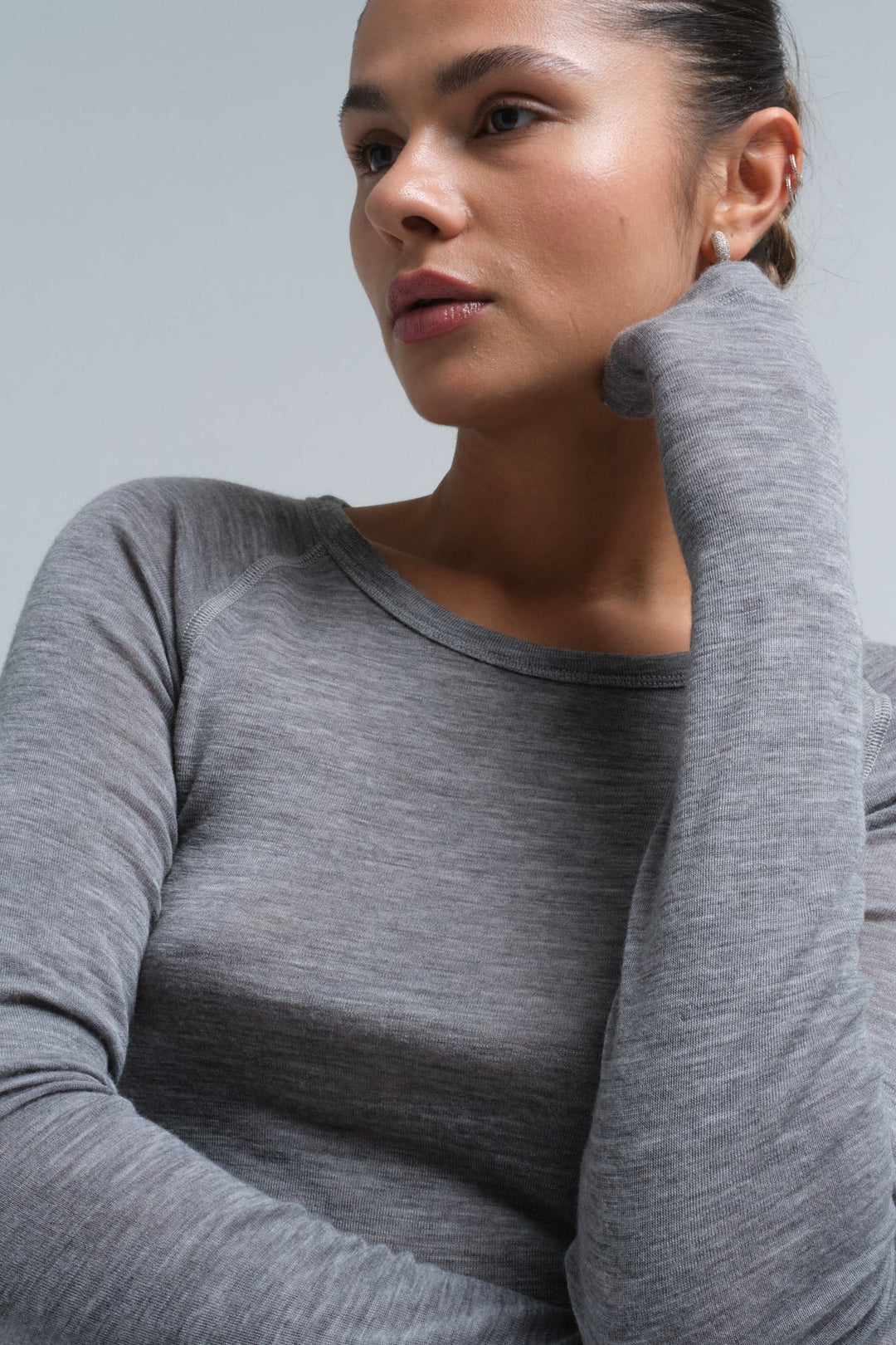 Seamless Basic | Bluse | Jade Wool L/S Blouse, grey melange