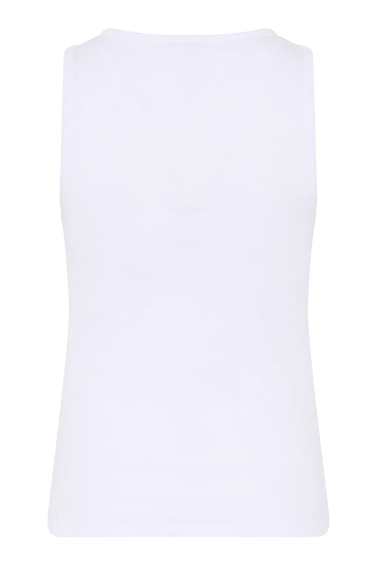 La Rouge Rose Tank Top – kropsnær bomuldstop med stolpedetalje og perlemorsknapper. Elegant og feminin pasform.