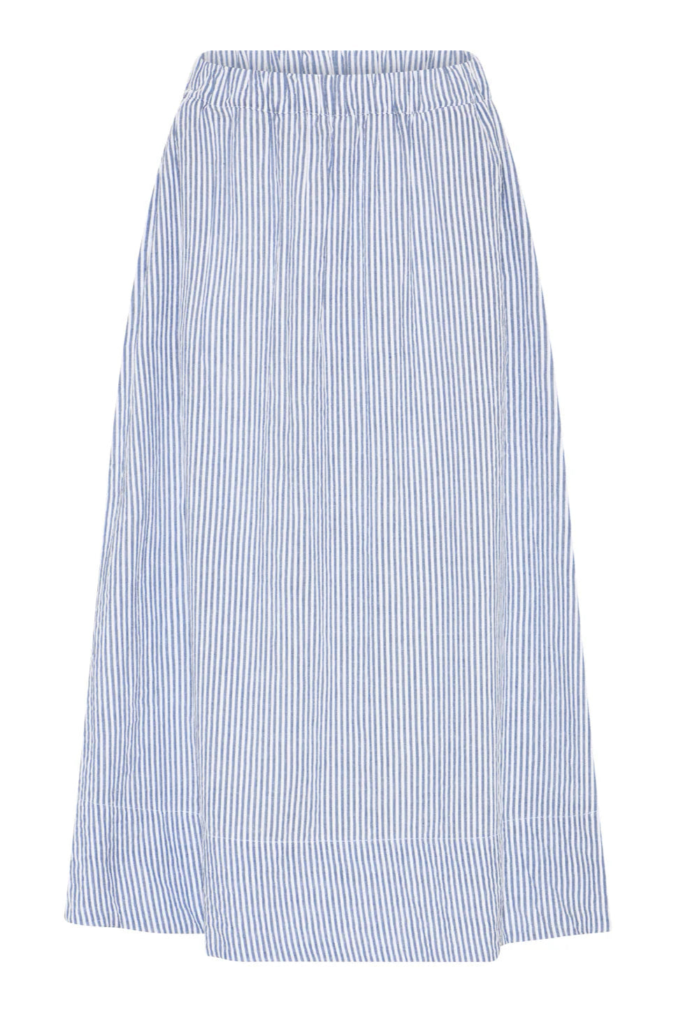 La Rouge Lou Skirt – A-skåret sommernederdel i bomuld med elastisk talje og sidelommer. Let og elegant i blåfarvede striber.