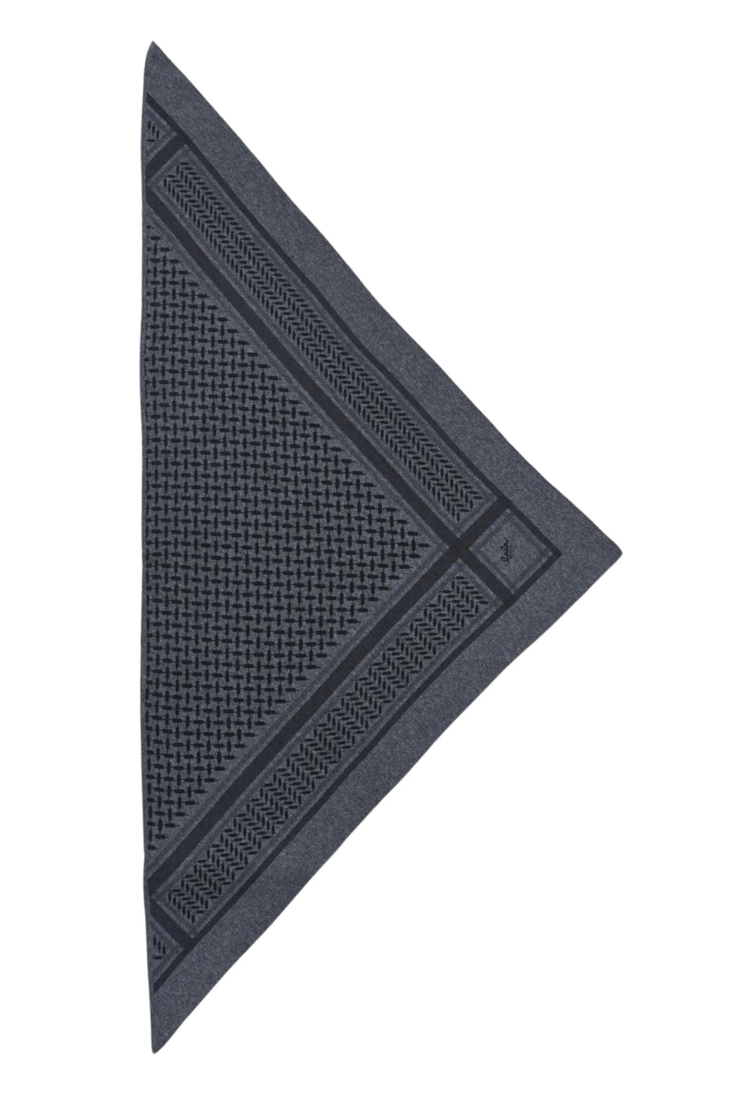 Lala Berlin Triangle Trinity Classic M tørklæde i Lubecca/darkgrey melange – trekantet tørklæde i 100% kashmir med ikonisk Kufiya-print, blødt og elegant