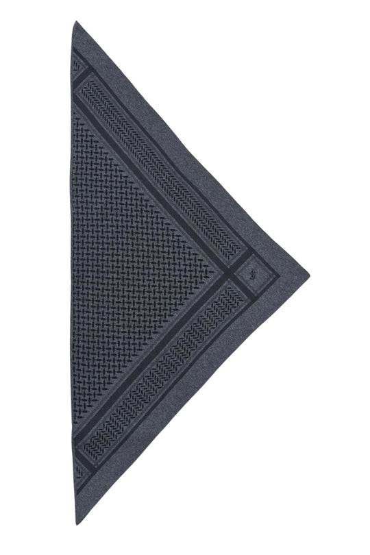 Lala Berlin Triangle Trinity Classic M tørklæde i Lubecca/darkgrey melange – trekantet tørklæde i 100% kashmir med ikonisk Kufiya-print, blødt og elegant
