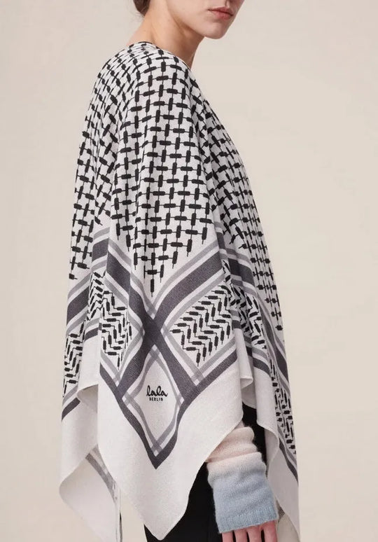Lala Berlin Triangle Trinity Classic M tørklæde i alabastro off-white – trekantet cashmere-tørklæde med ikonisk heritage-print, blødt, let og elegant