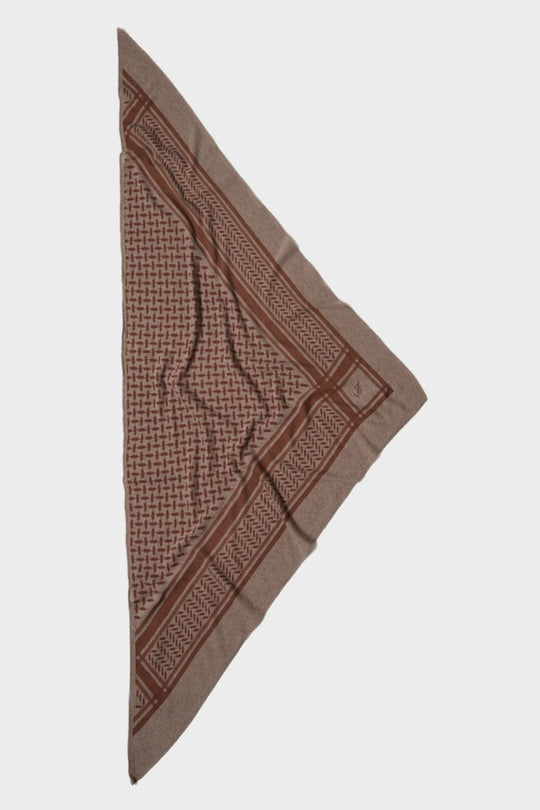Lala Berlin Triangle Trinity Classic M tørklæde i brun – trekantet tørklæde i 100% kashmir med ikonisk heritage-print, blødt, varmt og stilfuldt til alle anledninger