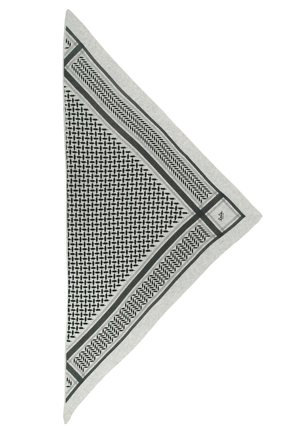 Lala Berlin Triangle Trinity Classic M tørklæde i flanella/light grey melange – trekantet tørklæde i 100% kashmir med ikonisk heritage-print, blødt og elegant