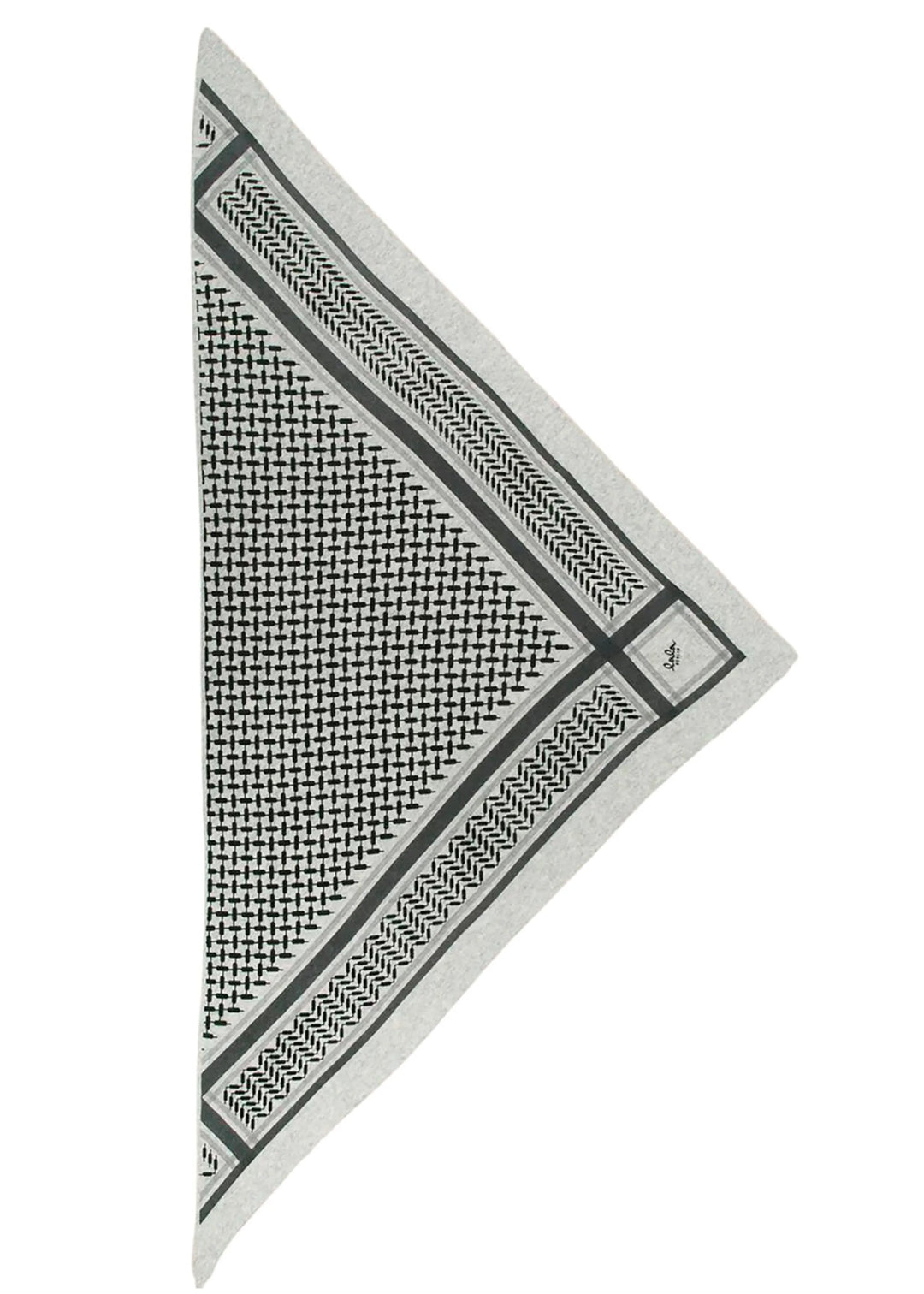 Lala Berlin Triangle Trinity Classic M tørklæde i flanella/light grey melange – trekantet tørklæde i 100% kashmir med ikonisk heritage-print, blødt og elegant