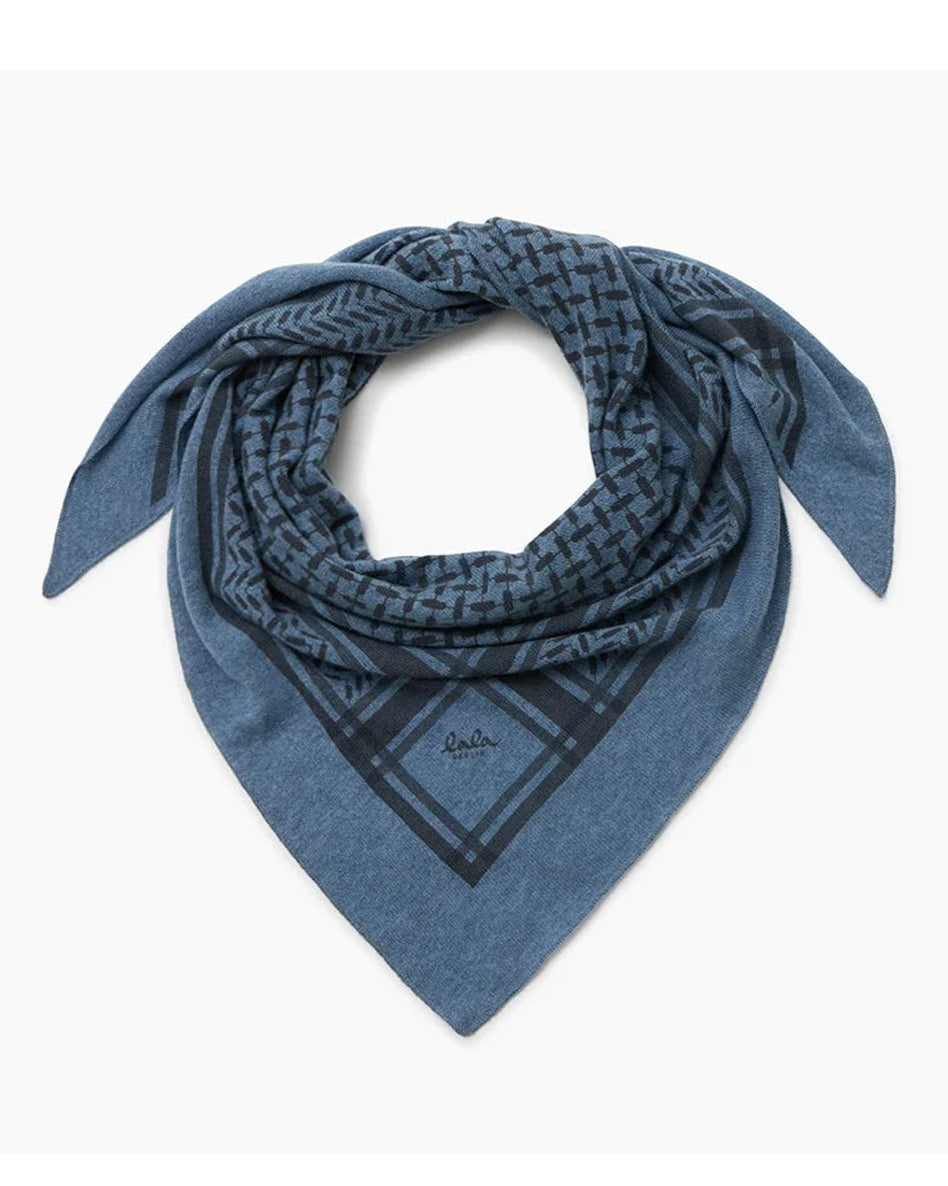 Lala Berlin Triangle Trinity Classic M tørklæde i vela/antracite – trekantet tørklæde i 100% kashmir med ikonisk heritage-print, blødt og luksuriøst