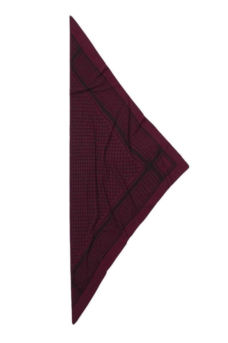 Lala Berlin Triangle Trinity M tørklæde i bordeaux – trekantet tørklæde i 100% kashmir med ikonisk heritage-print, blødt, varmt og eksklusivt