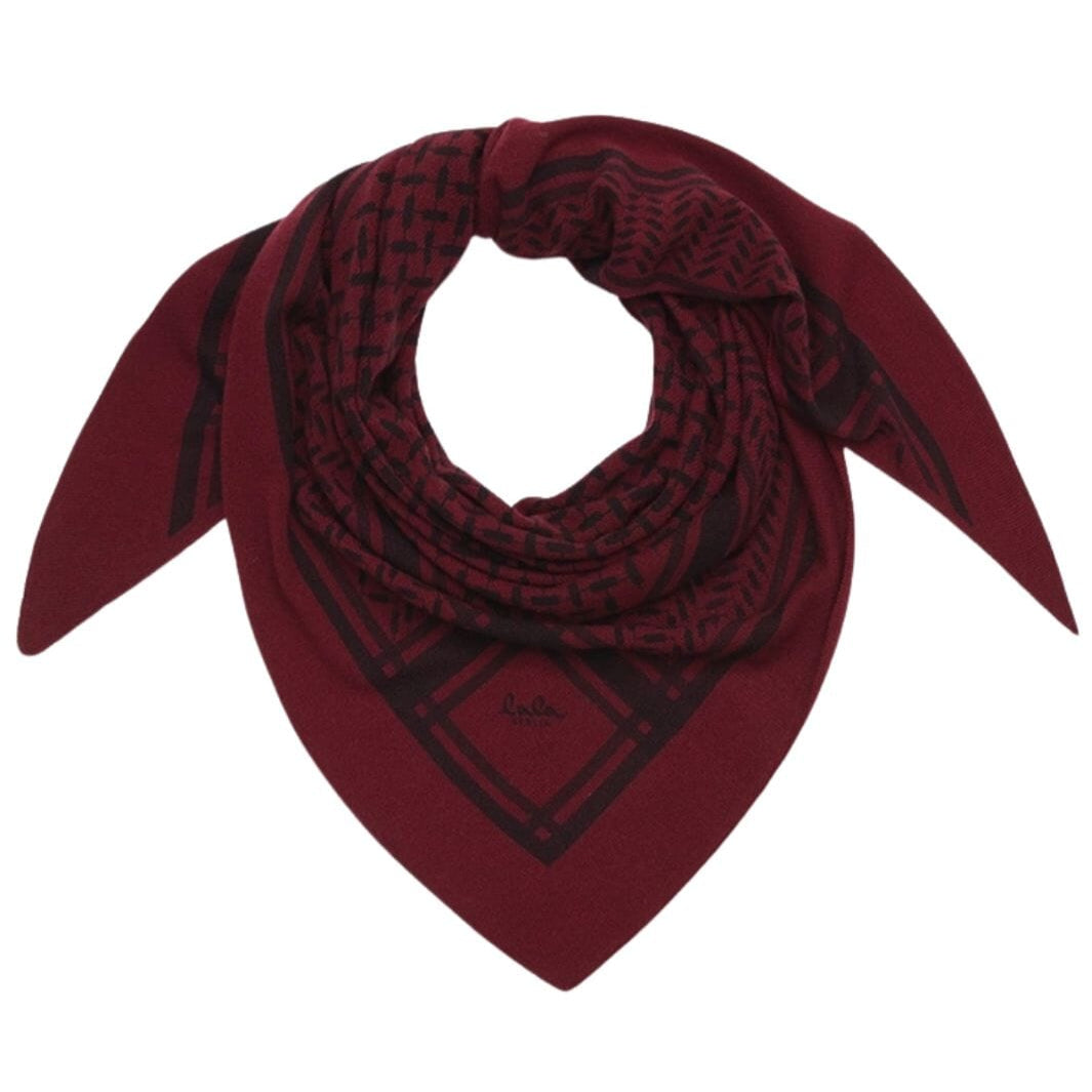 Lala Berlin Triangle Trinity M tørklæde i bordeaux – trekantet tørklæde i 100% kashmir med ikonisk heritage-print, blødt, varmt og eksklusivt