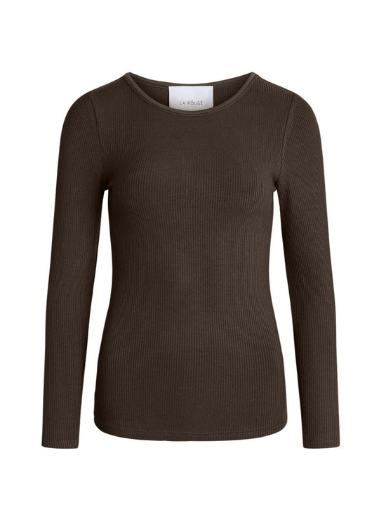 La Rouge Lisa L/S T-shirt – tætsiddende langærmet t-shirt i grey melange, lavet af blød viskose. Perfekt til både afslapning og aktivt brug. Cassandra.dk