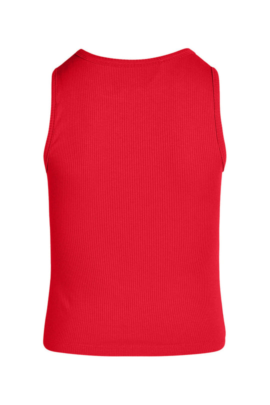 LA RōUGE Lisa Singlet – kropsnær ribbet top med smalskåret halsudskæring og trendy udskæringer. Blød viskose med stretch.