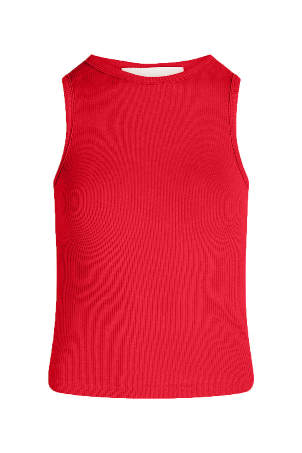 LA RōUGE Lisa Singlet – kropsnær ribbet top med smalskåret halsudskæring og trendy udskæringer. Blød viskose med stretch.