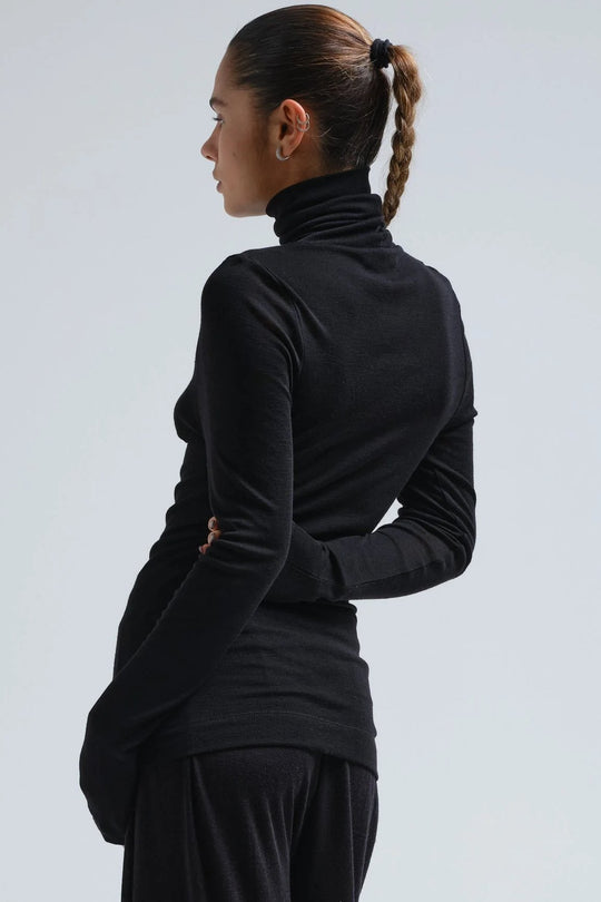 Seamless Basic | Bluse | Lola Wool Roll Neck Blouse, black