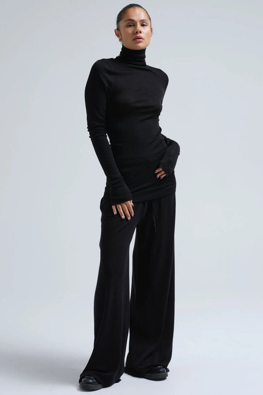 Seamless Basic | Bluse | Lola Wool Roll Neck Blouse, black