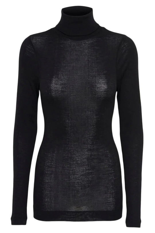 Seamless Basic | Bluse | Lola Wool Roll Neck Blouse, black