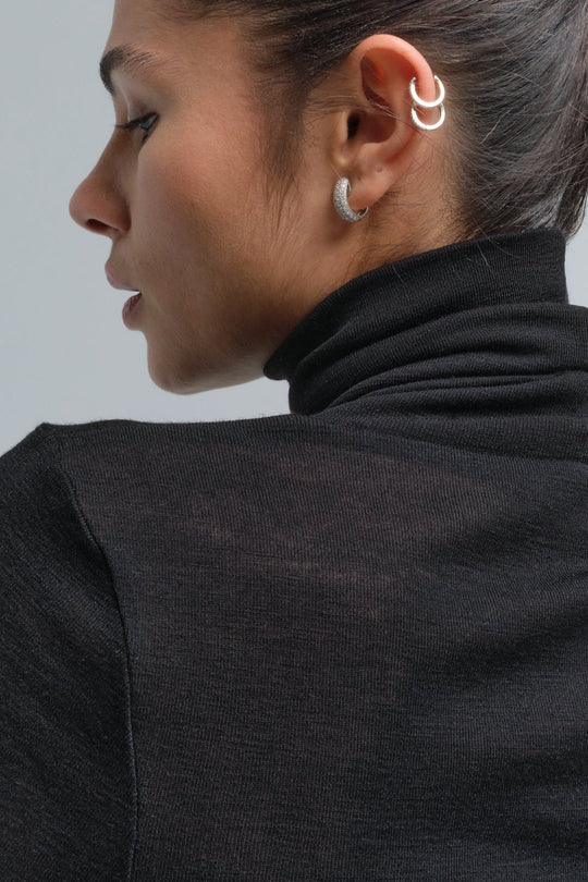 Seamless Basic | Bluse | Lola Wool Roll Neck Blouse, black