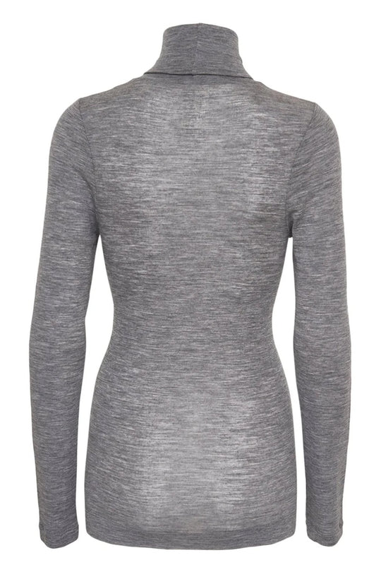 Seamless Basic | Bluse | Lola Wool Roll Neck Blouse, grey melange