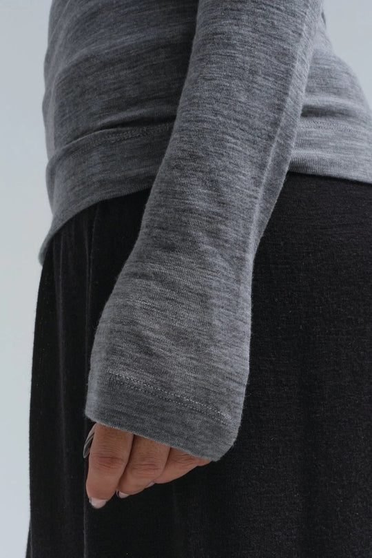 Seamless Basic | Bluse | Lola Wool Roll Neck Blouse, grey melange