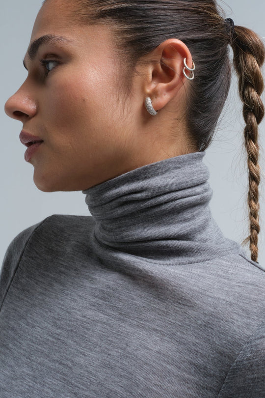 Seamless Basic | Bluse | Lola Wool Roll Neck Blouse, grey melange