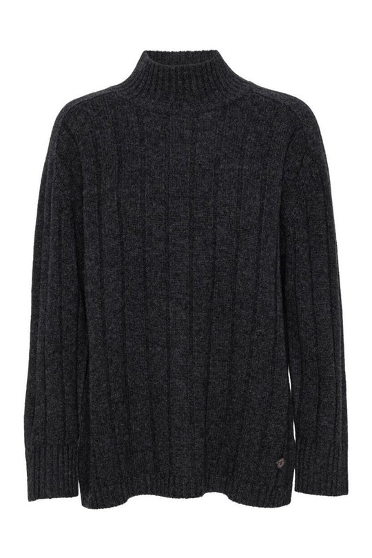 Beta Studios | Sweater | Hanna Turtle Neck, dark grey melange
