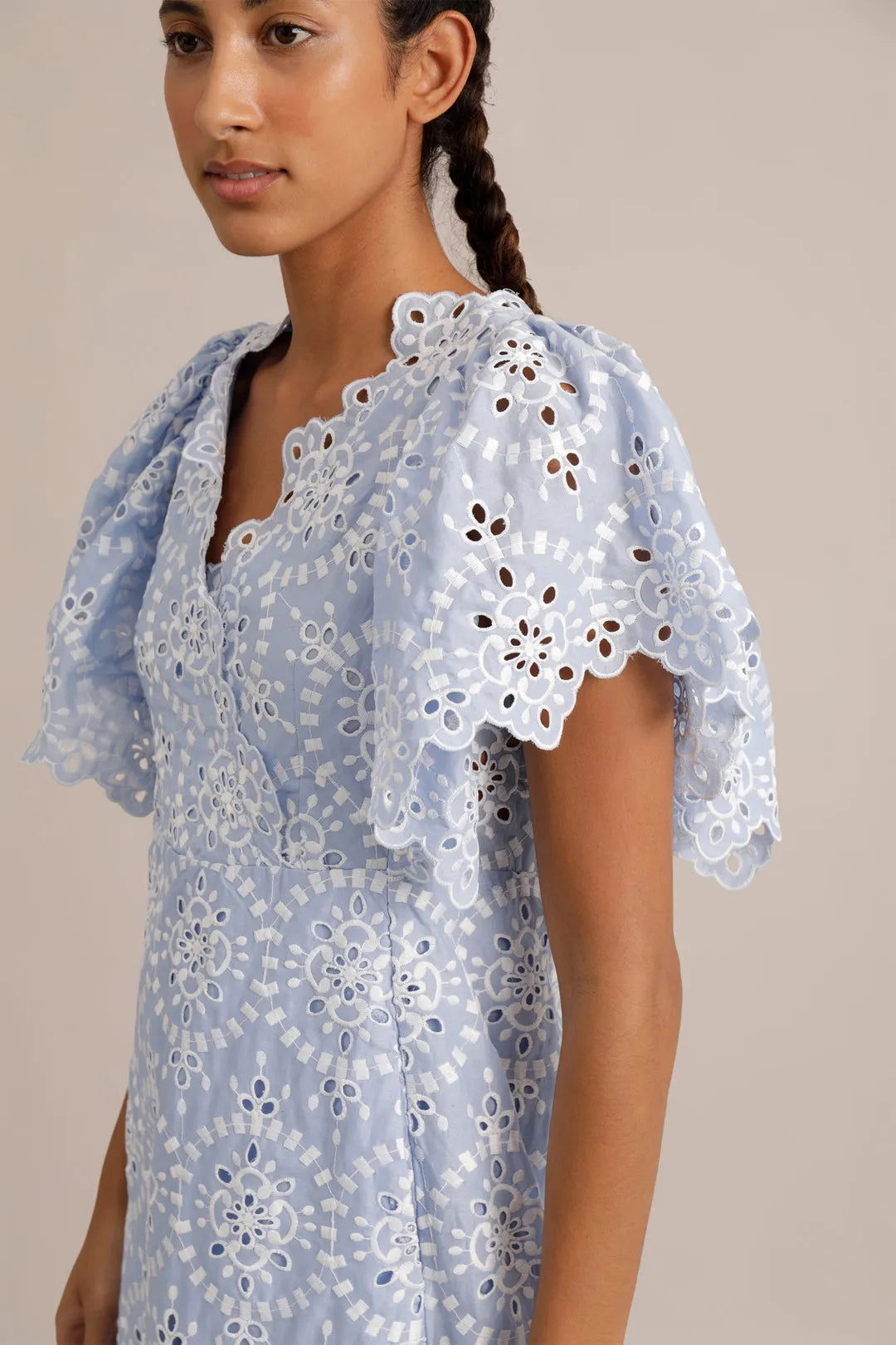  Kjole | Munthe Ummama Dress i broderi anglaise, 36 Blue