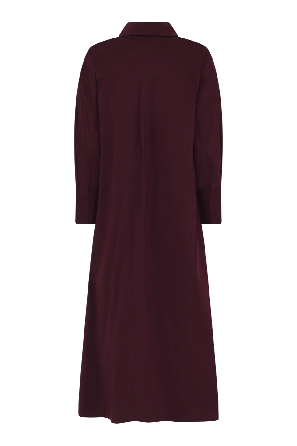 La Rouge Kamilla Shirt Dress i wine – skjortekjole med stolpelukning, lange ærmer og krølfri bestsellerkvalitet.