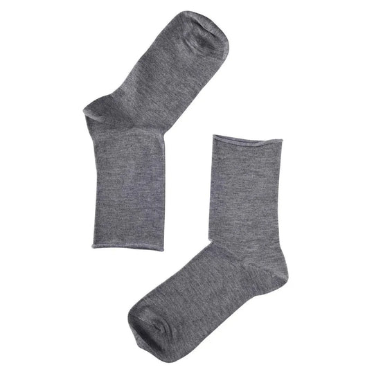 Notes by Syversen Bamboo Roll Top strømper, grey melange