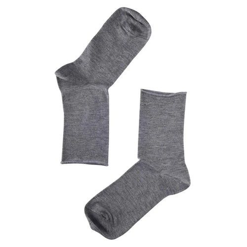 Note by Syversen | Strømper | Bamboo Roll Top, grey melange