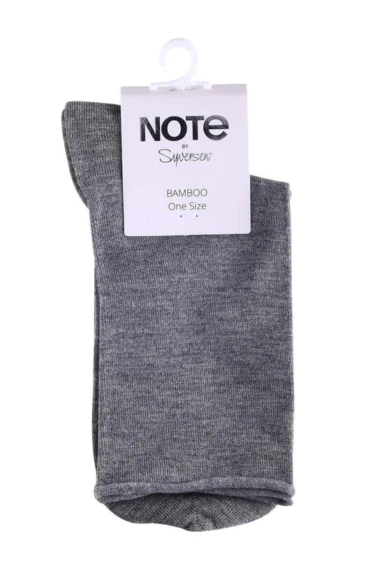 Notes by Syversen Bamboo Roll Top strømper, grey melange