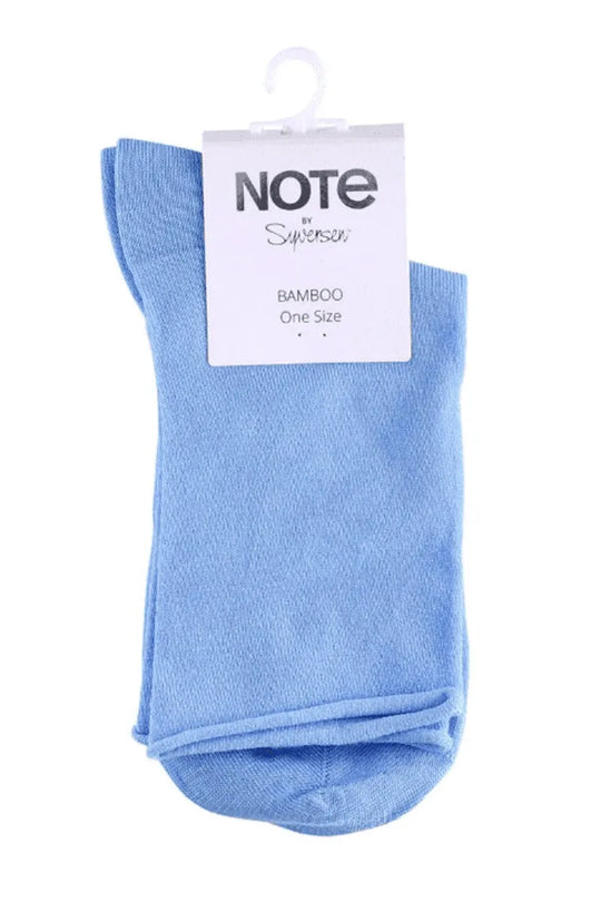 Notes by Syversen Bamboo Roll Top strømper, light blue