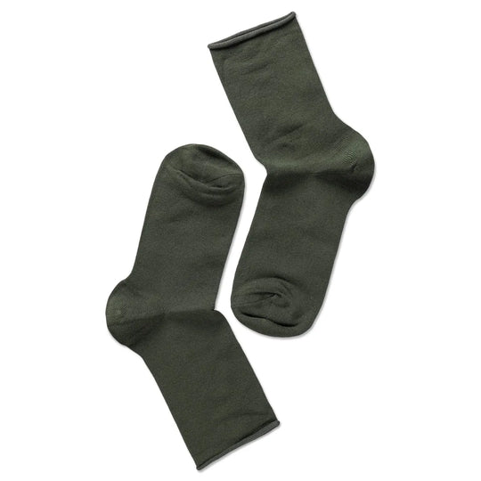 Notes by Syversen Bamboo Roll Top strømper, olive