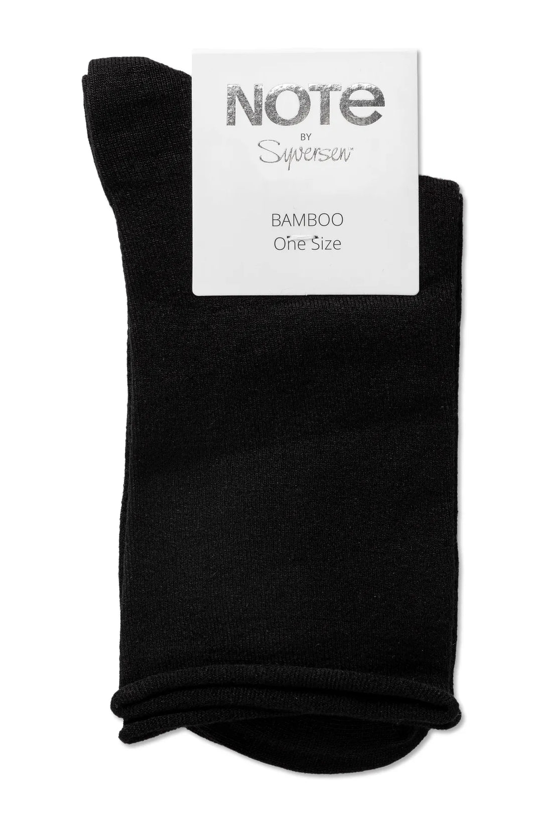 Notes by Syversen Bamboo Roll Top strømper, sort