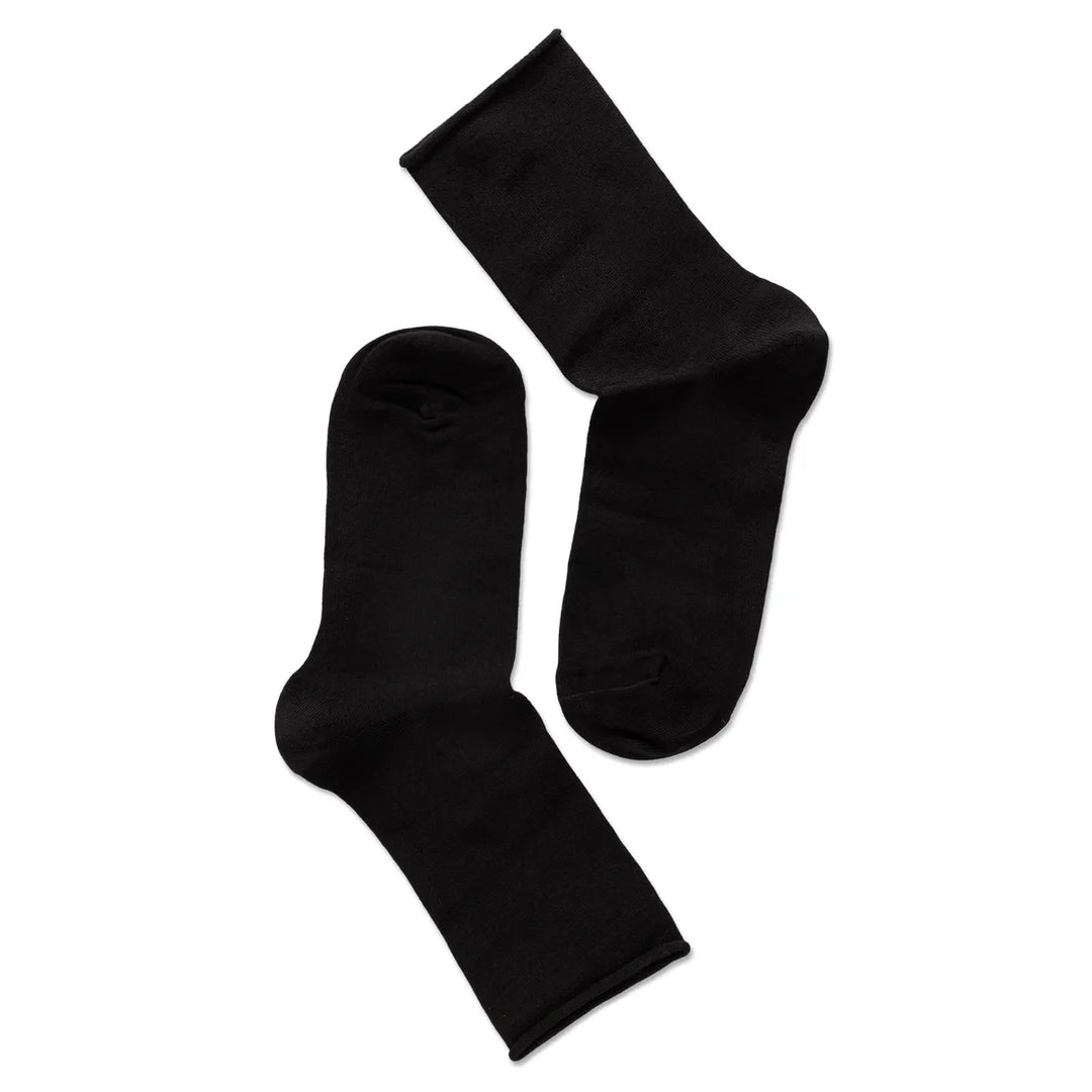 Notes by Syversen Bamboo Roll Top strømper, sort