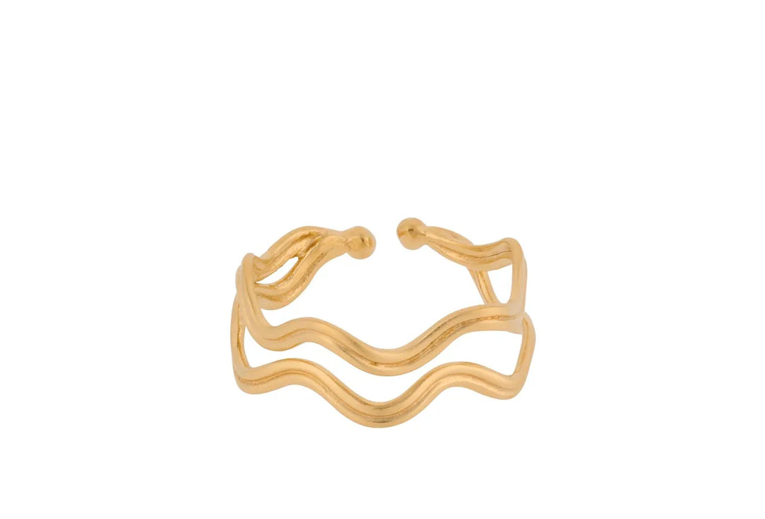 Ring | Pernille Corydon Double Wave ring, forgyldt sølv