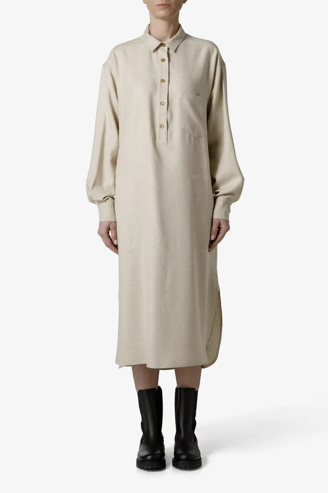 Kjole | POMANDERE Long-sleeved Dress, beige